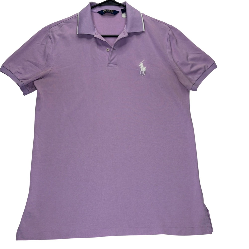 Polo Golf Ralph Lauren Mens Pro Fit Polo Shirt Purple White Pony Logo Medium